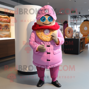 nan Donut mascot costume character dressed with a Parka and Bracelet watches