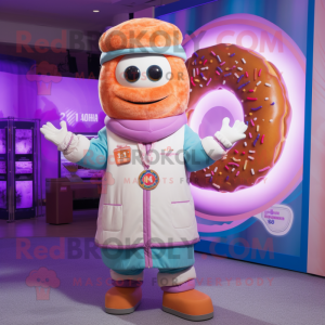 nan Donut mascot costume character dressed with a Parka and Bracelet watches