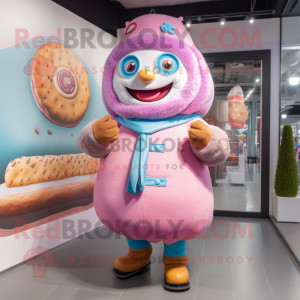 nan Donut mascot costume character dressed with a Parka and Bracelet watches