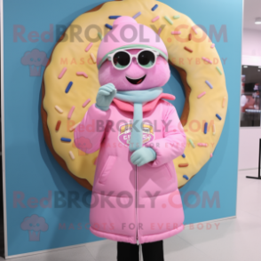 nan Donut mascot costume character dressed with a Parka and Bracelet watches