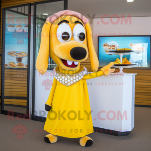 Gul Hot Dog maskot kostume...