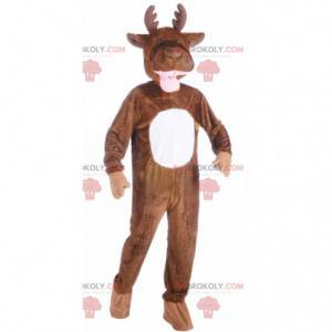 Giant brown and white reindeer mascot - Redbrokoly.com