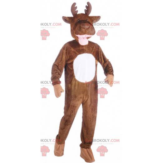 Riesiges braunes und weißes Rentiermaskottchen - Redbrokoly.com
