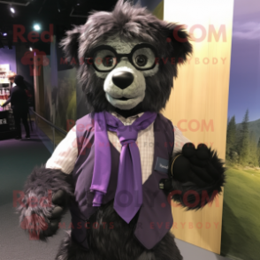 Lavender Spectacled Bear mascot costume character dressed with a Wrap Skirt and Pocket squares