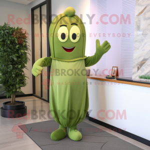 Olive Phone mascot costume character dressed with a Sheath Dress and Hairpins