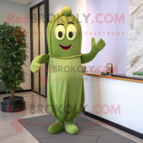 Olive Phone mascot costume character dressed with a Sheath Dress and Hairpins