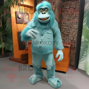 Cyan orangutang maskot...