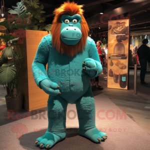 Cyan orangutang maskot...