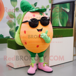 Peach Zucchini mascot costume character dressed with a Leggings and Sunglasses