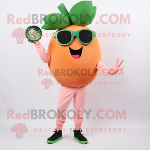 Peach Zucchini mascot costume character dressed with a Leggings and Sunglasses