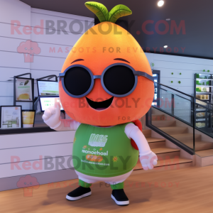 Peach Zucchini mascot costume character dressed with a Leggings and Sunglasses