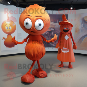 Rust Juggle mascot costume character dressed with a Sheath Dress and Cummerbunds