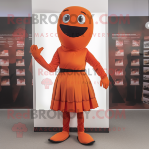 Rust Juggle mascot costume character dressed with a Sheath Dress and Cummerbunds