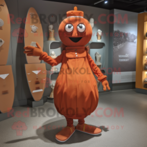 Rust Juggle mascot costume character dressed with a Sheath Dress and Cummerbunds