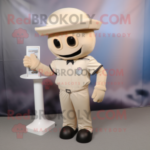 Beige American Football Helmet mascot costume character dressed with a Dress Shirt and Tie pins