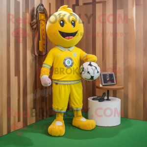 Gele voetbal mascotte...