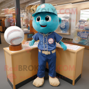 Teal Baseball Ball mascotte...