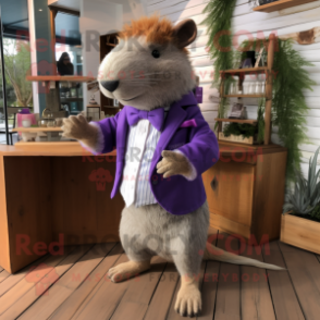 Lavender Capybara mascot costume character dressed with a Bermuda Shorts and Bow ties