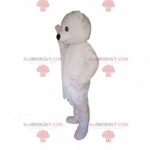 Bardzo rozbudzona maskotka niedźwiedzia polarnego. Kostium