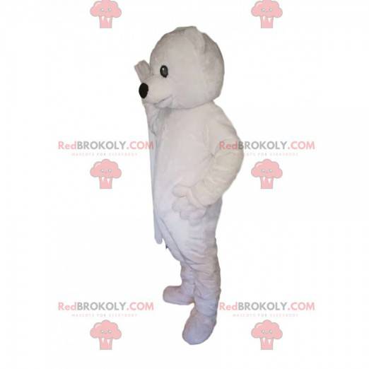 Bardzo rozbudzona maskotka niedźwiedzia polarnego. Kostium