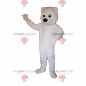 Mascote do urso polar muito acordado. Fantasia de urso polar -