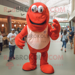 Red Lobster Bisque mascot costume character dressed with a Mom Jeans and Cufflinks