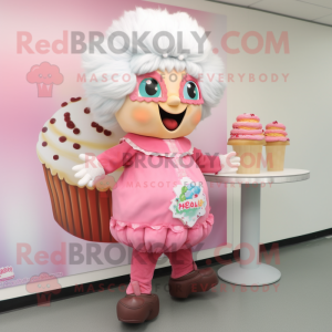 nan Cupcake mascot costume character dressed with a Playsuit and Shoe clips