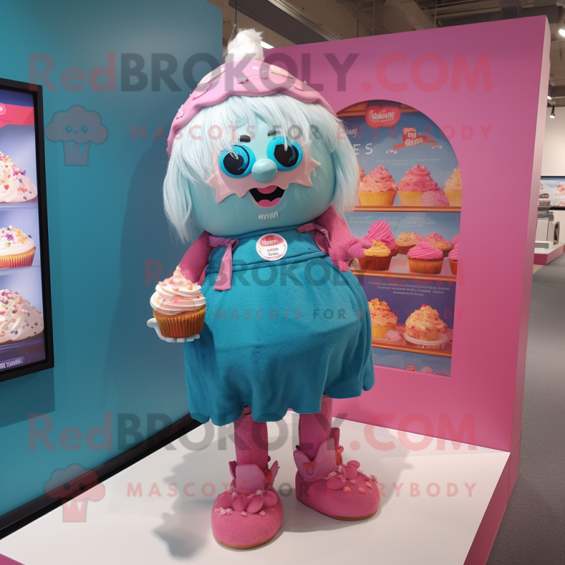 nan Cupcake mascot costume character dressed with a Playsuit and Shoe clips nan Cupcake mascot costume character dressed with a Playsuit and Shoe clips