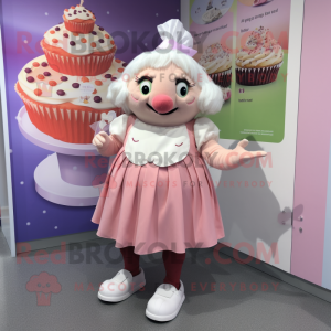 nan Cupcake mascot costume character dressed with a Playsuit and Shoe clips