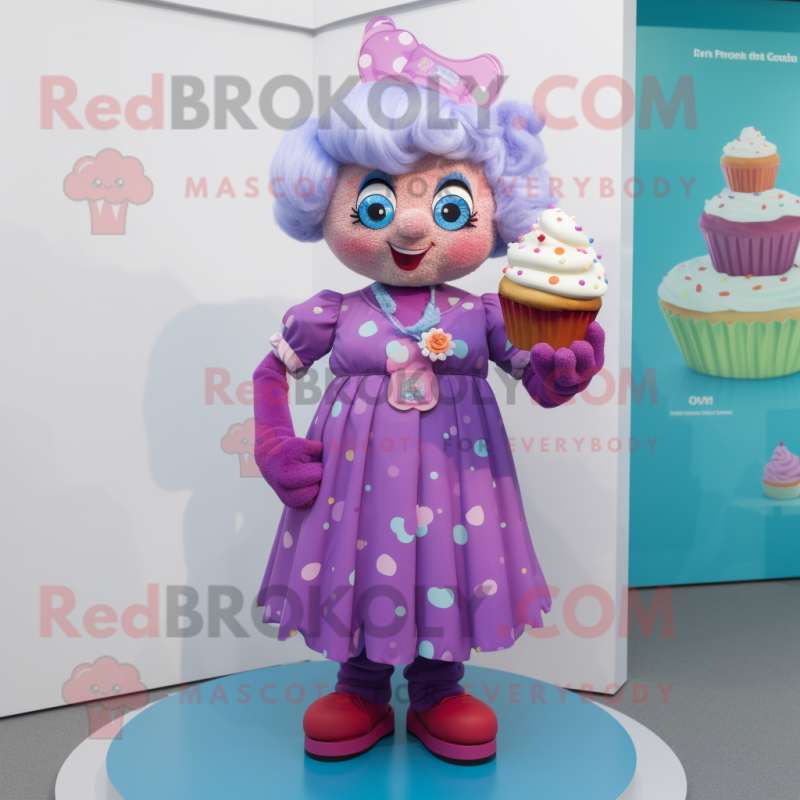 nan Cupcake mascot costume character dressed with a Playsuit and Shoe clips nan Cupcake mascot costume character dressed with a Playsuit and Shoe clips