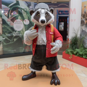 nan Badger mascot costume character dressed with a Culottes and Brooches