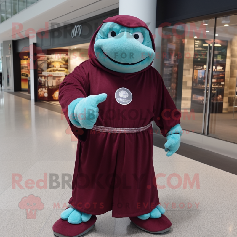 Maroon Turtle mascot costume character dressed with a Cover-up and Bracelet watches