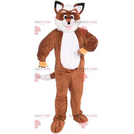 Mascote raposa laranja e branca toda peluda - Redbrokoly.com