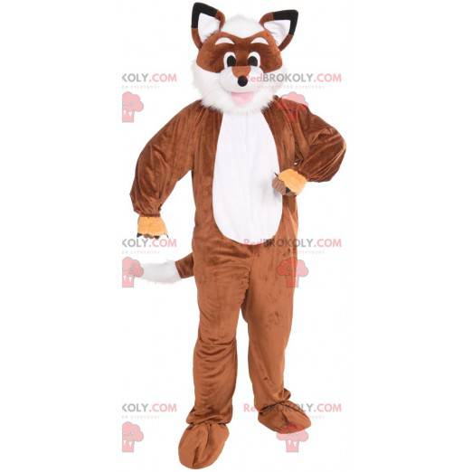 Oranje en witte vos mascotte allemaal harig - Redbrokoly.com