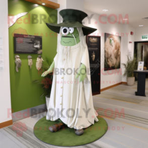 Olive Witch'S Hat mascot costume character dressed with a Wedding Dress and Tie pins