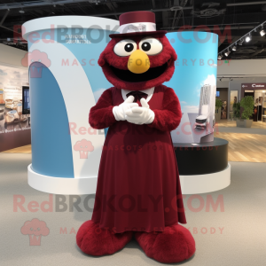 Maroon Engagement Ring mascot costume character dressed with a Maxi Skirt and Ties