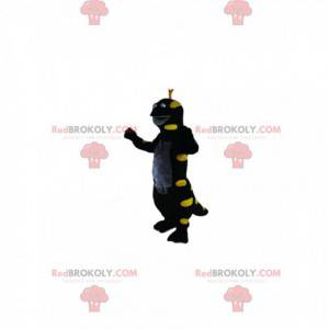 Mascotte lucertola nera e giallo neon. Costume da lucertola -