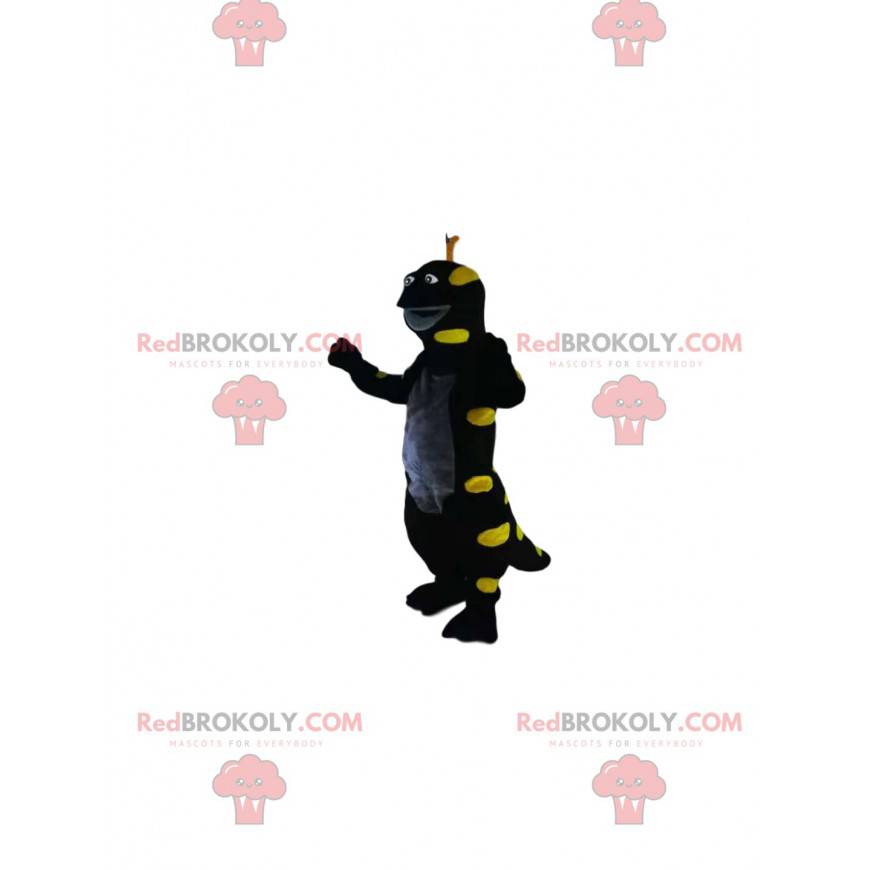 Maskot černá a neonově žlutá ještěrka. Ještěrka - Redbrokoly.com