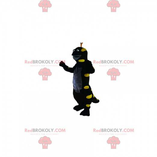 Mascot sort og neongul firben. Firben kostume - Redbrokoly.com