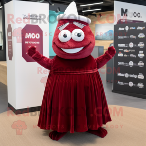 Maroon Engagement Ring mascot costume character dressed with a Maxi Skirt and Ties