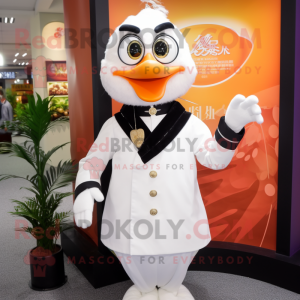 Vit Mandarin maskot kostym...