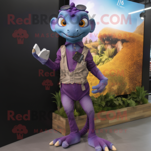 Lila Geckos maskot kostym...