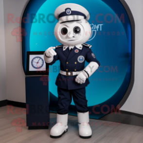 Navy Momentum mascot costume character dressed with a Suit Pants and Smartwatches