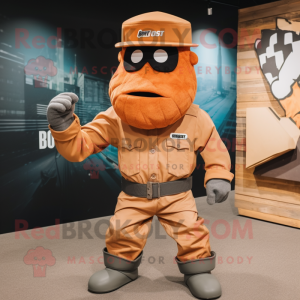 Rust Commando mascot costume character dressed with a Dress Shirt and Ties
