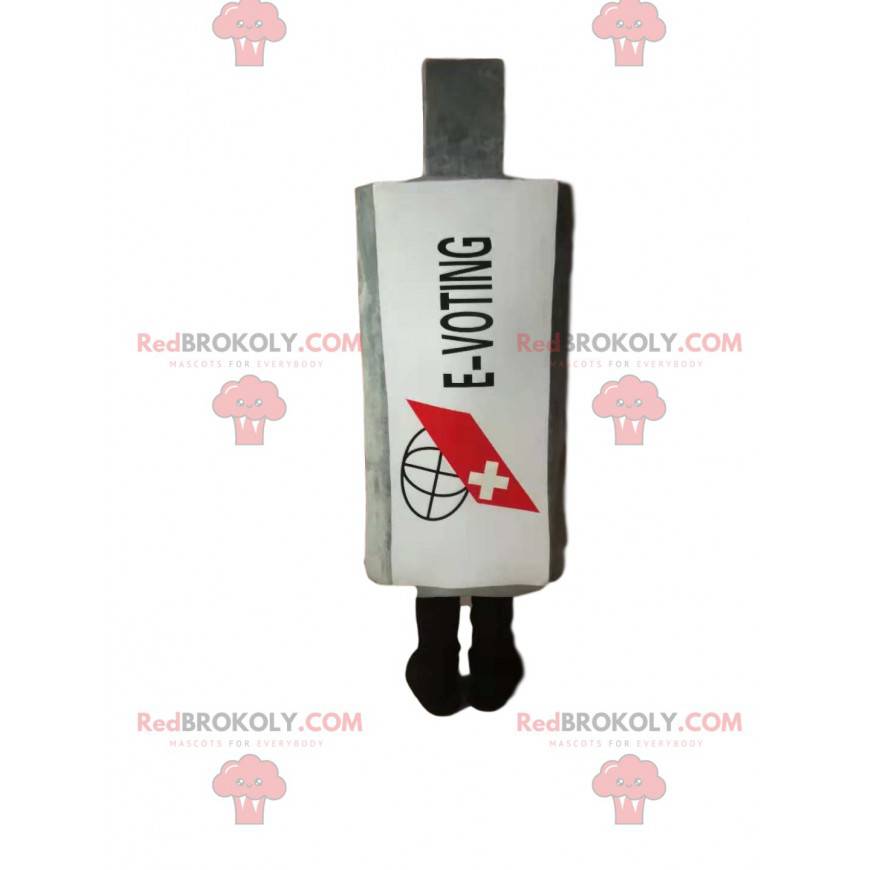 Mascot botella blanca de drogas. Traje de petaca blanco -