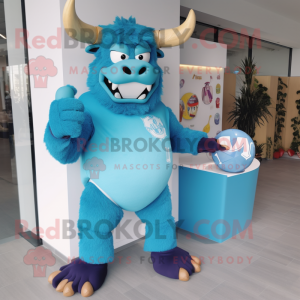 Himmelblå Minotaur maskot...