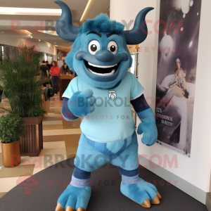 Himmelblå Minotaur maskot...