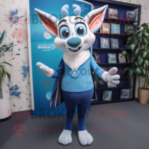 Blue Gazelle mascot costume character dressed with a Cardigan and Wallets