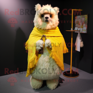 Gul Alpaca maskot kostume...