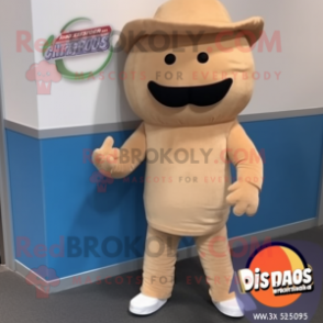 Beige Fajitas mascot costume character dressed with a Jeggings and Shoe laces